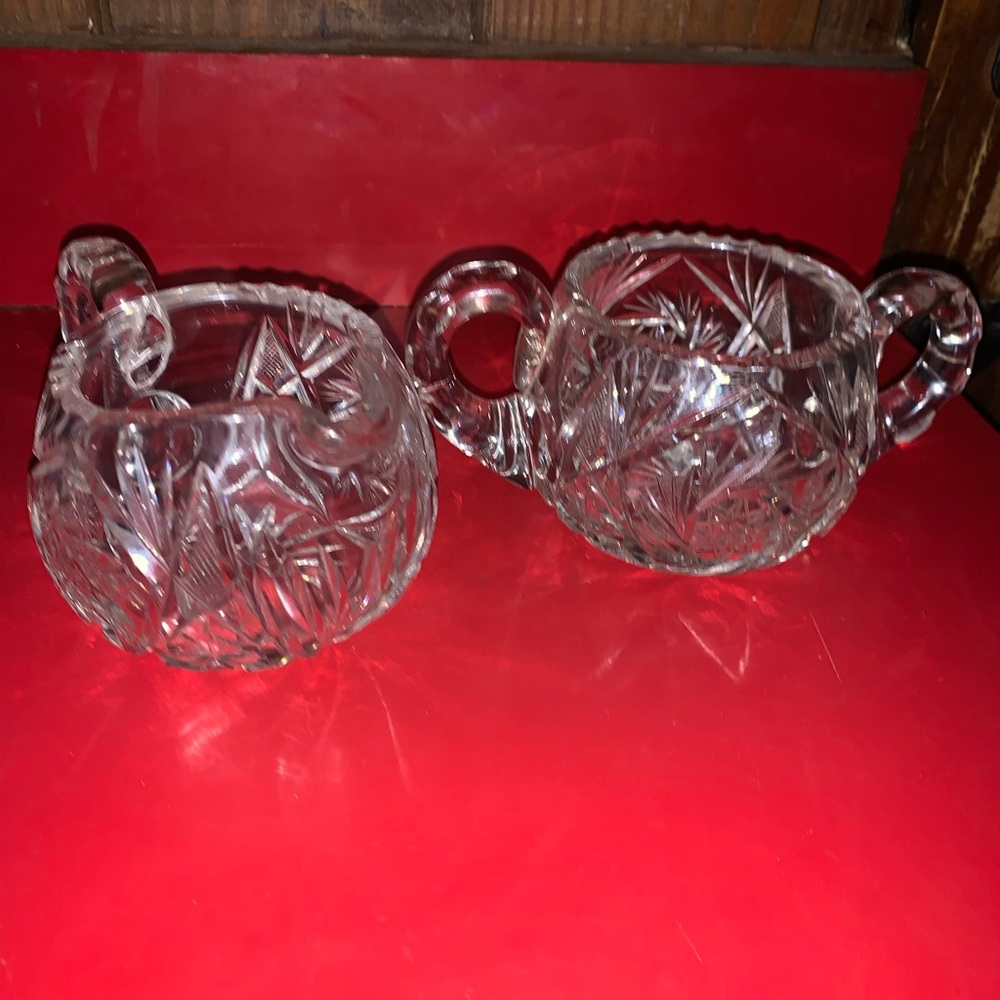 American Brilliant Period Cut Glass Creamer & Sugar Bowl - Picture 9 of 16